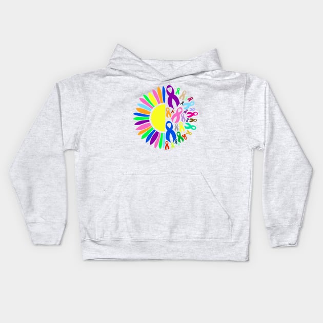 Awareness Ribbon Flower Kids Hoodie by CaitlynConnor